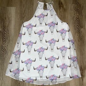 SMYM • NWT - Gomez Dress, white with bull / poppy  - Xsmall